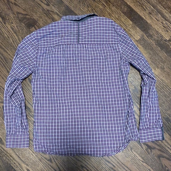 Purple Checkered Men's Dress Shirt - Picture 6 of 7